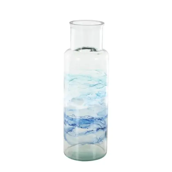 Blue Abstract Ombre Recycled Glass Vase {1}