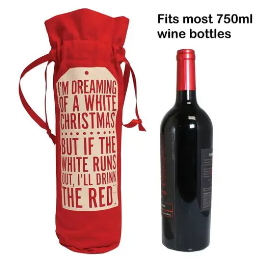 Personality Case&trade; Red White Christmas Gift Tag Wine Bag {6}