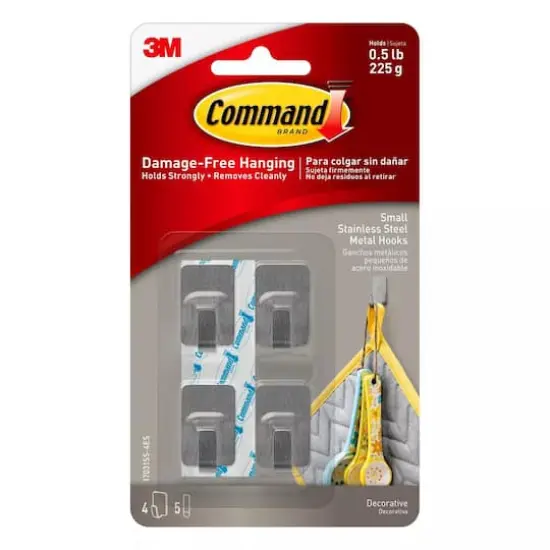Command&trade; Small Decorative Metal Hooks, Stainless Steel {1}