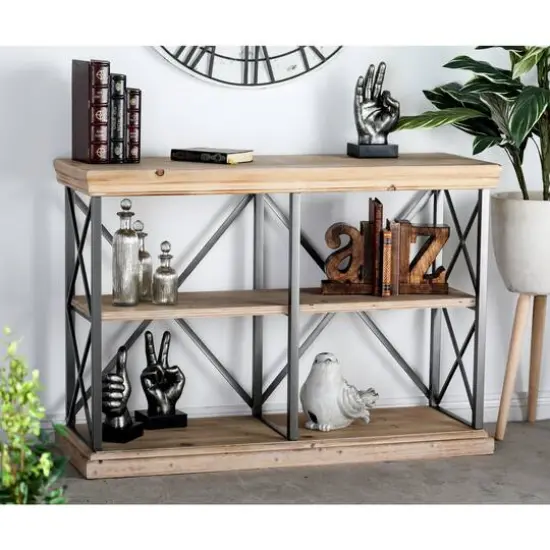 Brown Wood Industrial Shelving Unit, 34 " x 48 " x 17 " {10}