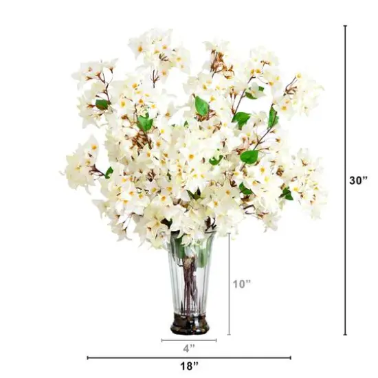 2.5ft. White Bougainvillea Arrangement in Glass Vase {6}