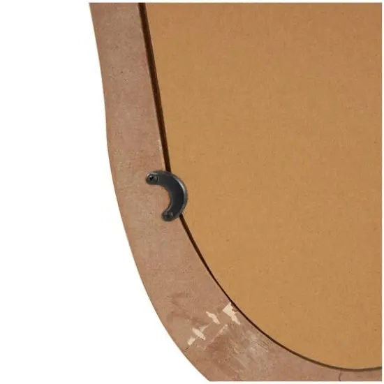 41" Brown Wood Abstract Wavy Wall Mirror with Dimensional Carved Frame {6}