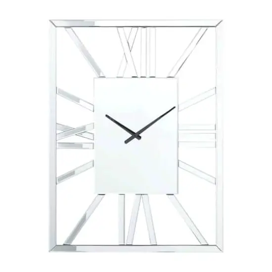 Silver MDF Glam Wall Clock, 32" x 2" x 24" {1}
