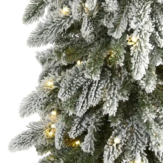 7.5ft. Pre-Lit Flocked Washington Alpine Artificial Christmas Tree, Warm White LED Lights {4}