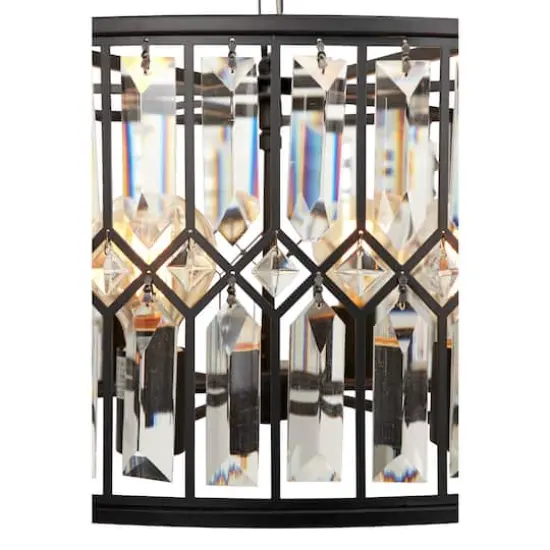 Black Iron Glam Drum Chandelier, 13" x 24" x 24" {5}