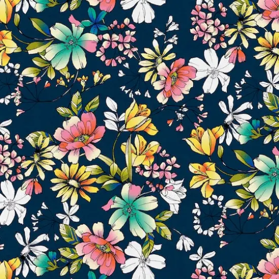 Fabric Editions Navy Belle Garden Cotton Fabric {1}
