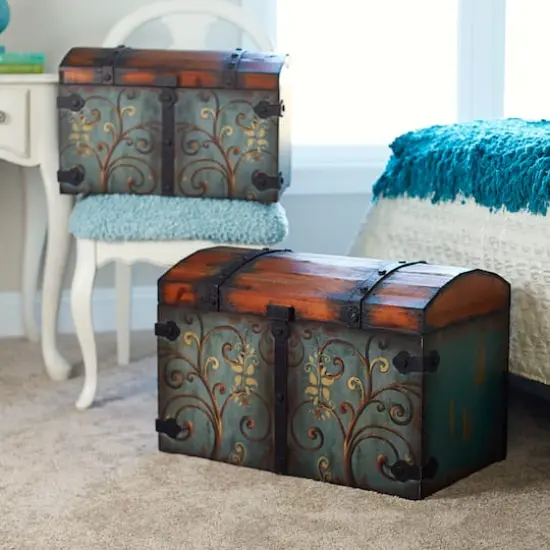 Household Essentials Vintage Metal Decorative Trunk {3}