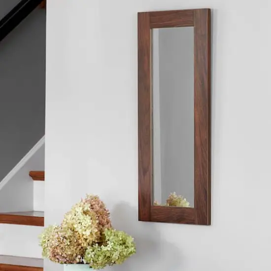 Household Essentials 29.5" x 12.5" Rectangular Wall Mirror Mid Century Walnut {4}