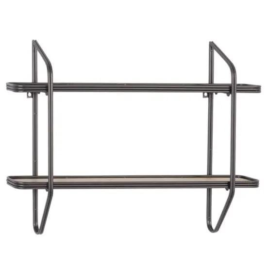 Black Iron and Wood Industrial Wall Shelves, 23" x 32" x 6" {1}