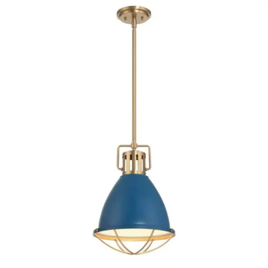 Hello Honey&reg; Kent Industrial Oversized Caged Metal Ceiling Light Blue/Gold {9}