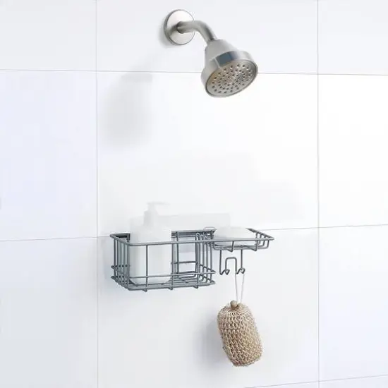 SunnyPoint Wall Mounted Shower Basket Gray {4}