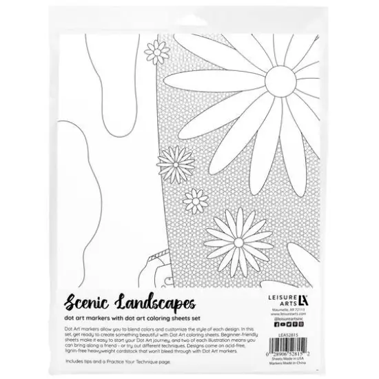 Leisure Arts&reg; Dot Art Markers Scenic Landscapes Coloring Sheets Set {3}