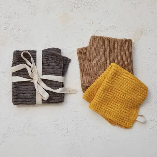 Hello Honey&reg; 10.5" Cotton Knit Dishcloth with Loop Set {3}