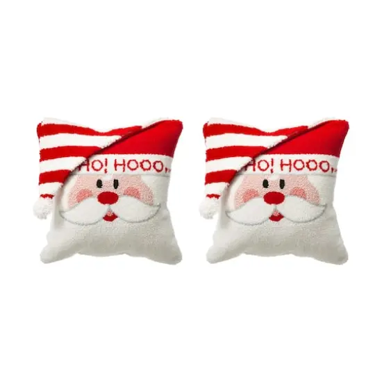 Glitzhome&reg; Hooked 3D Santa Throw Pillow Set {1}