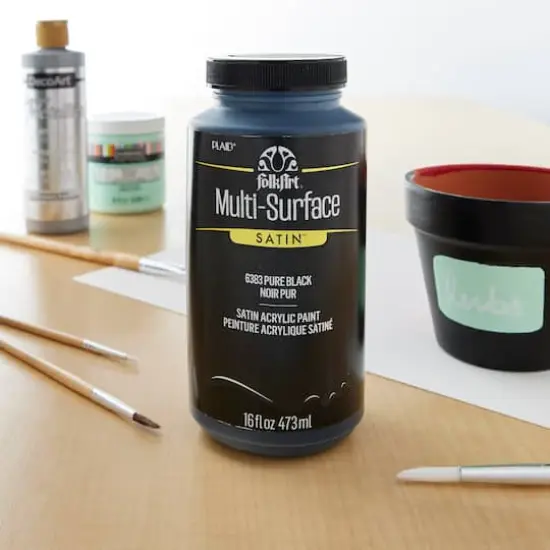FolkArt&reg; Multi-Surface Satin Acrylic Paint, 16oz. 6383 Pure Black {3}