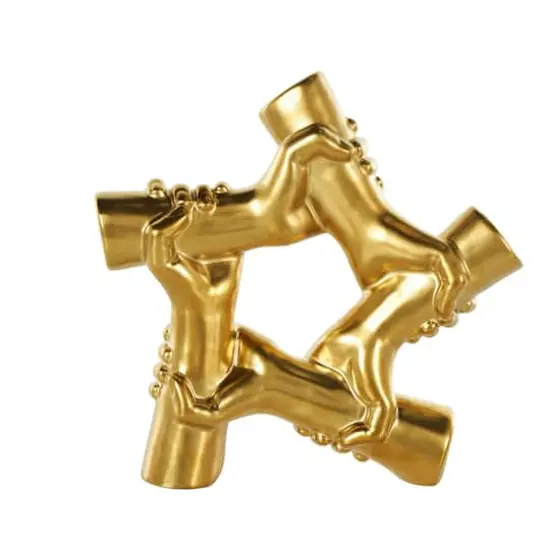 13" Gold Hands Gripping Ceramic Sculpture {7}