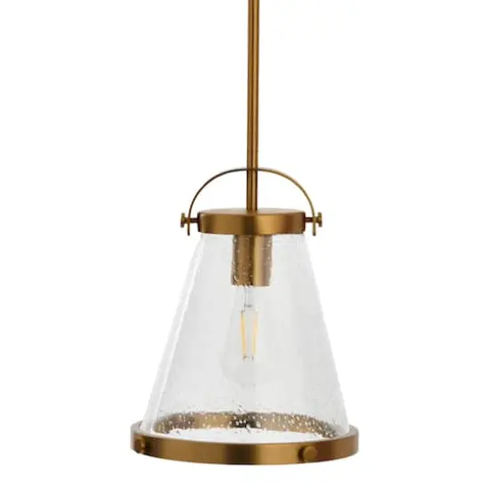 Hello Honey® Robert Stevenson Lighting Wesley Metal & Seedy Glass Ceiling Light Brushed Gold {1}