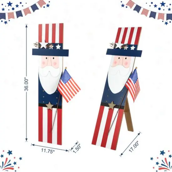 Glitzhome&reg; 36" Patriotic Americana Uncle Sam Porch D&eacute;cor {9}