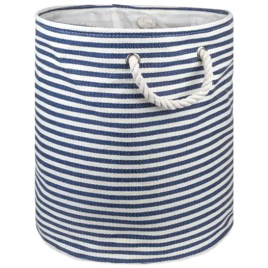 DII&reg; 20" Pinstripe Woven Paper Storage Bin Nautical Blue {1}