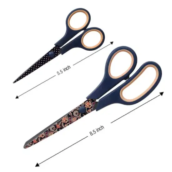 SINGER&reg; Paisley Polka Dot Printed 8.5" Fabric Scissors & 5.5" Detail Craft Scissors Set {3}