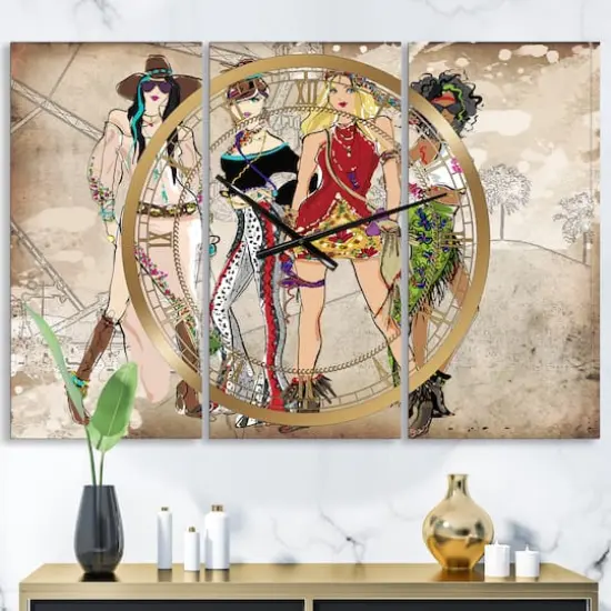 Designart 'Squad Goals Oversized Fashion Multipanel Wall Clock {3}