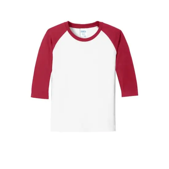 Port & Company Youth Raglan Tee White/Red {1}