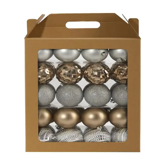 40ct. 3" Gold & Silver Shatterproof Ball Ornaments {1}