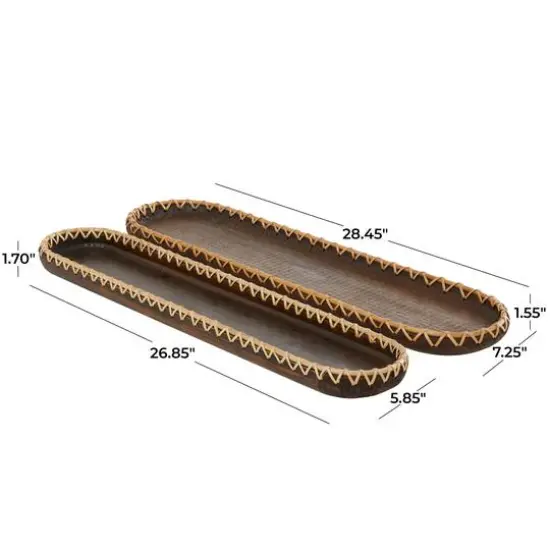 Dark Brown Mango Wood Nesting Tray Set {6}