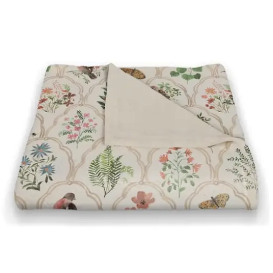 Vintage Florals Coral Fleece Blanket {3}