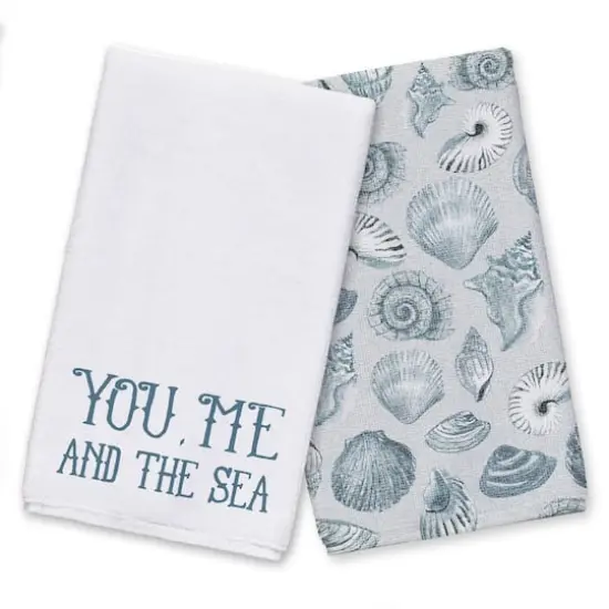 You Me & The Sea Tea Towel Set Blue/Gray {1}