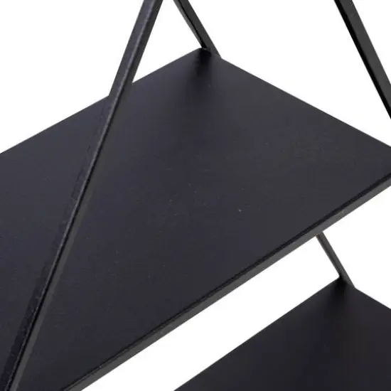Honey Can Do 28" Black Three-Tier Triangle Decorative Metal Wall Shelf {7}
