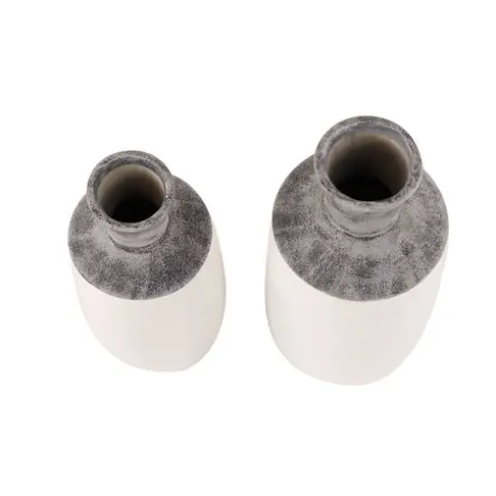 White Stoneware Coastal Style Vase Set {4}