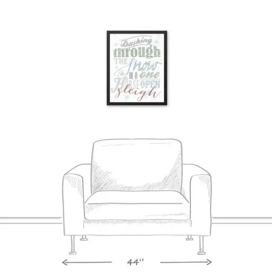 Dashing Through the Snow Typography Black Framed Canvas Wall Art {5}