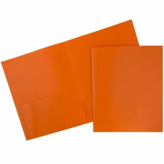 JAM Paper 9.5" x 11.5" Plastic 2-Pocket POP Folder Orange {1}