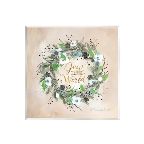 Stupell Industries Joy to the World Holiday Floral Wreath Wall Art {1}