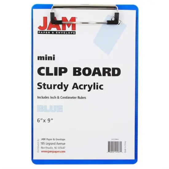 JAM Paper Mini Plastic Memo Clipboards, 12ct. Blue {5}