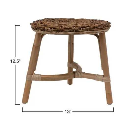 Hello Honey&reg; 12.5" Wood Stool with Rattan Legs {4}