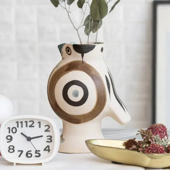 Hello Honey&reg; 8.25" Multicolor Sand Finished Hand Painted Bird Shaped Stoneware Vase {3}