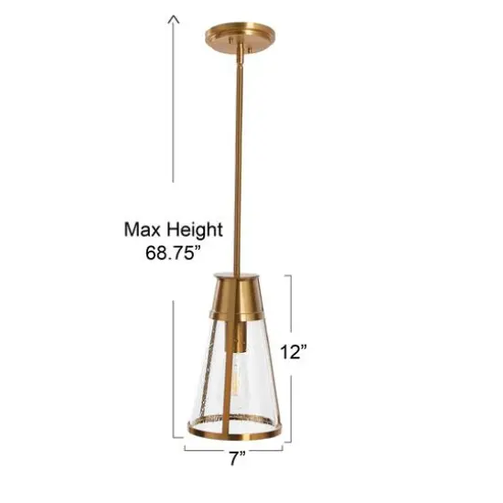 Hello Honey&reg; Robert Stevenson Lighting Jaxon Metal & Seedy Glass Ceiling Light Brushed Gold {6}
