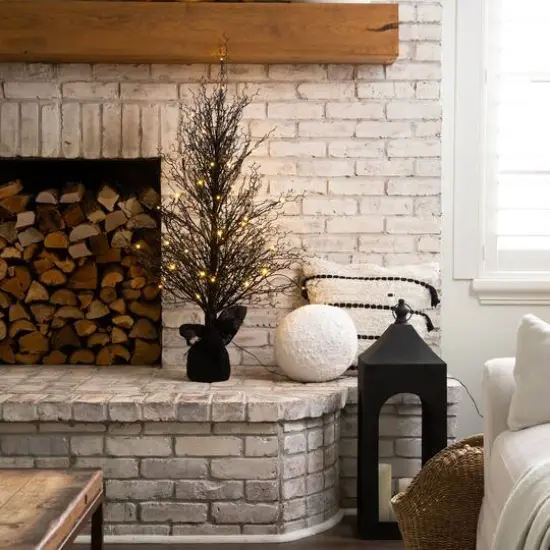 4ft. Pre-Lit LED Halloween Black Twig Artificial Fall Tree in Burlap Planter {9}