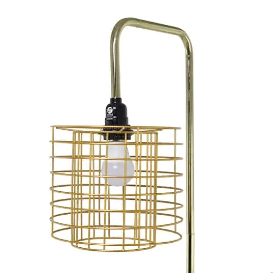 Gold Metal Industrial Floor Lamp, 15" x 10" x 64" {5}