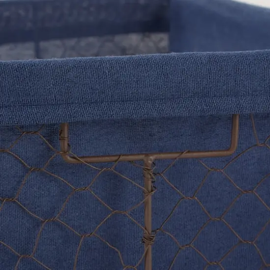 DII&reg; Rustic Bronze Chicken Wire Baskets with French Blue Liners Set {4}