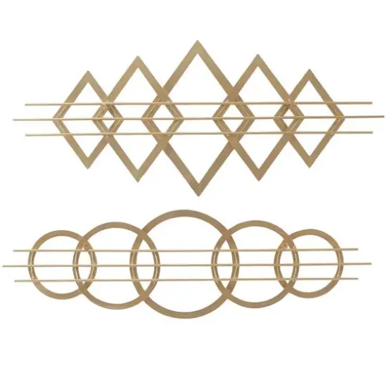 Gold Metal Contemporary Geometric Wall Decor, Set of 2 47", 20" {6}