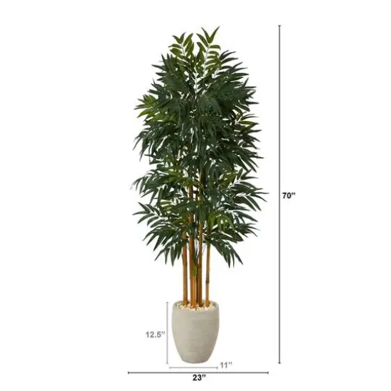 6ft. Phoenix Palm Tree in White Planter with Stand {3}