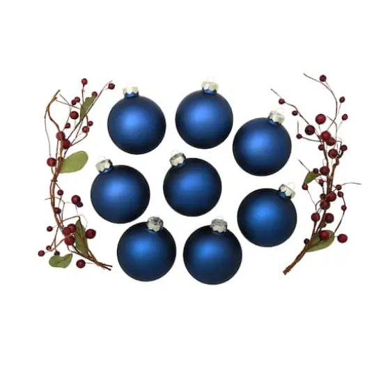 Whitehurst 8ct. 3.25" Matte Glass Ball Ornaments Midnight Blue Matte {4}