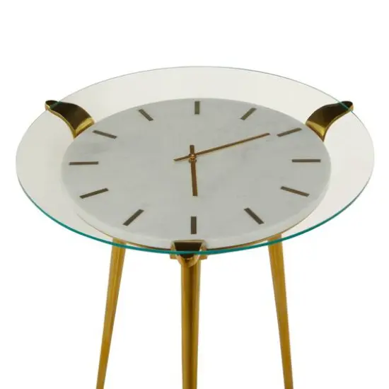 White Aluminum Glam Accent Table, 19" x 20" x 23" {5}