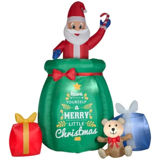10ft. Airblown® Inflatable Giant Animated Santa in a Gift Sack {1}