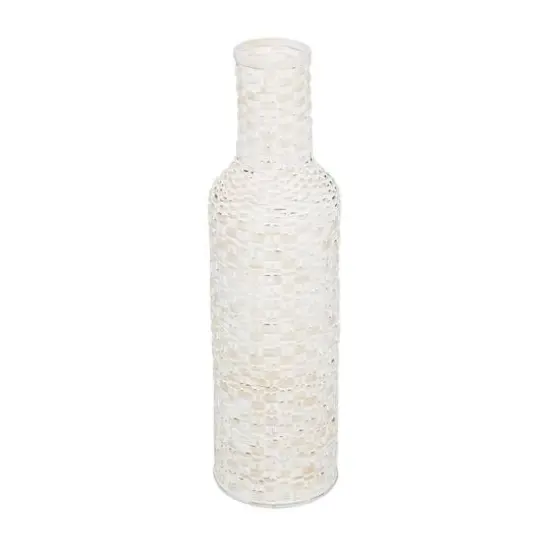 White Bamboo Tall Woven Floor Vase 9" x 9" x 30" {3}