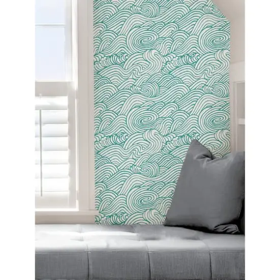 NuWallpaper Teal Saybrook Peel & Stick Wallpaper {5}
