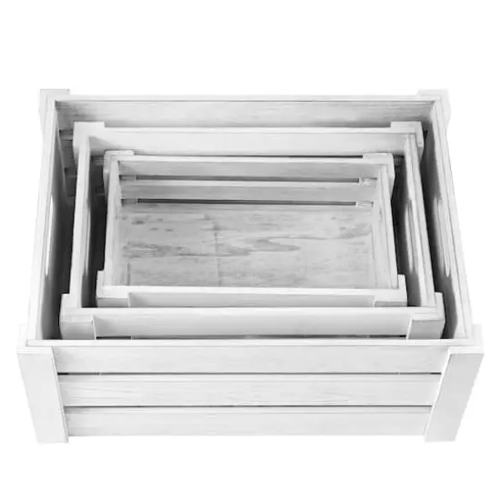 NEX&trade; Distressed Wood Storage Containers Display Risers Set Light Gray {5}